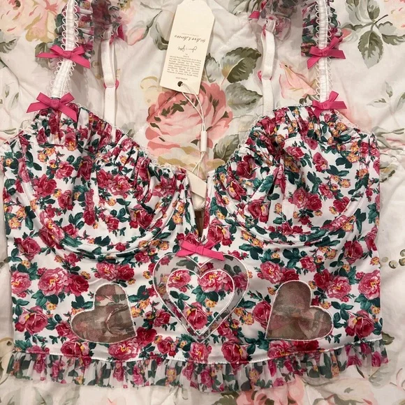 For Love and Lemons Heartbloom Bustier top medium M corset lingerie NWT - Picture 2 of 7